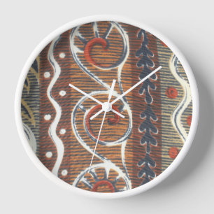 Vintage afrikanischer Motiv-Kunstprint Wanduhr