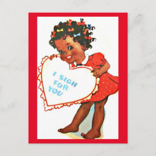 Vintage afroamerikanische süße Valentinstag-Postka Postkarte