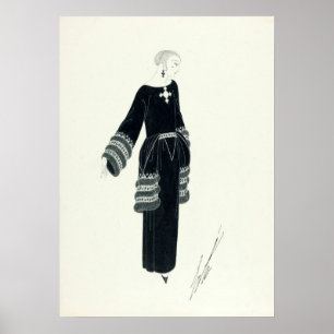 Vintage Afternoon Kleid Art Deco Zeichnung von Ert Poster