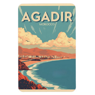 Vintage Agadir Stadtstrand Marokko Reiseandenken Magnet