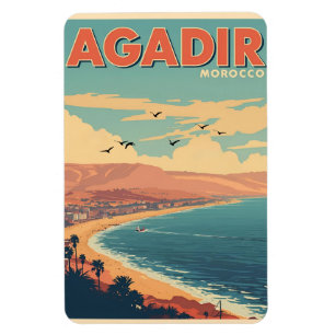 Vintage Agadir Stadtstrand Marokko Reiseandenken Magnet