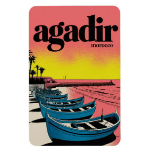 Vintage Agadir Stadtstrand Marokko Reiseandenken Magnet