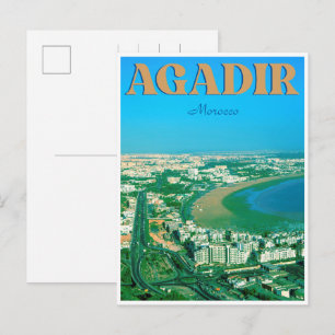 Vintage Agadir Stadtstrand Marokko Reiseandenken Postkarte