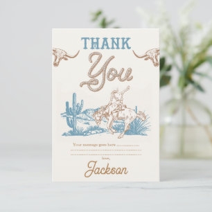 Vintage-Agave-Blau-Grün-Cowboy-Dankeschön-Karte Dankeskarte