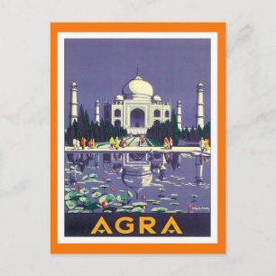 Vintage Agra Taj Mahal Indien Postkarte