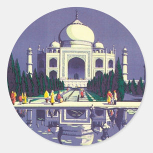Vintage Agra Taj Mahal Indien Runder Aufkleber