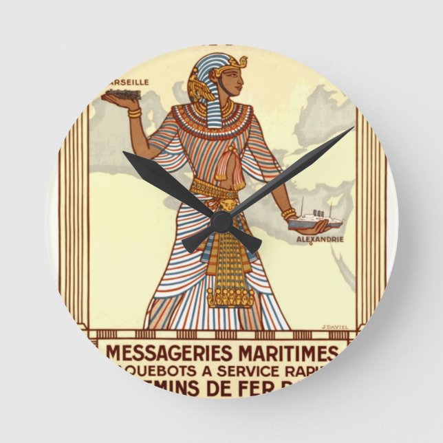 Vintage Ägypten-Reise-runde Uhr (Vorderseite)