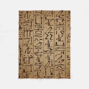 Vintage-Ägyptische-Hieroglyphen-Papierdruck Fleecedecke