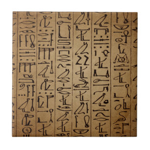 Vintage-Ägyptische-Hieroglyphen-Papierdruck Fliese