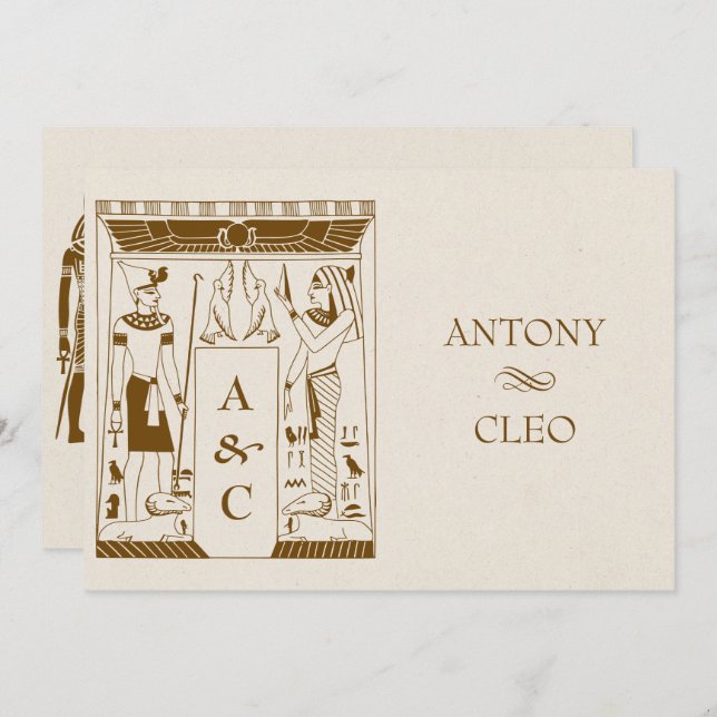 Vintage ägyptische Hochzeit Einladung (Vorne/Hinten)