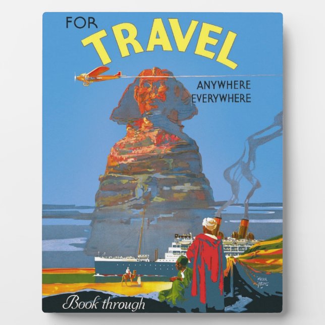 Vintage ägyptische Luftreisewerbung Fotoplatte (Vorderseite)