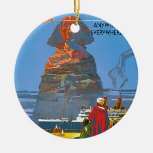 Vintage ägyptische Luftreisewerbung Keramik Ornament