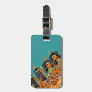 Vintage ägyptische Mode Frauen Grün Gelb Orange Gepäckanhänger