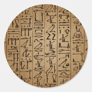 Vintage-Ägyptischer Hieroglyphen-Papierdruck Runder Aufkleber