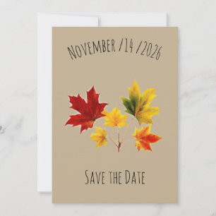 Vintage Ahornblätter - Termin vormerken Save The Date