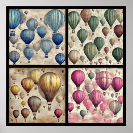 vintage air balloons deco 4/4 all in one poster