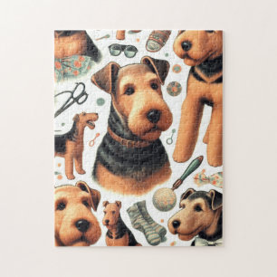 Vintage Airedale Terrier Nahtlos Puzzle