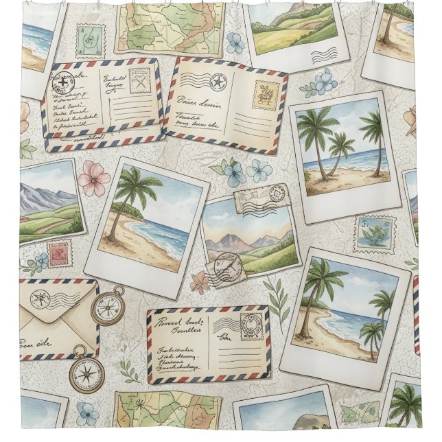 Vintage Airmail-Abenteuer (1) Duschvorhang (Vorderseite)