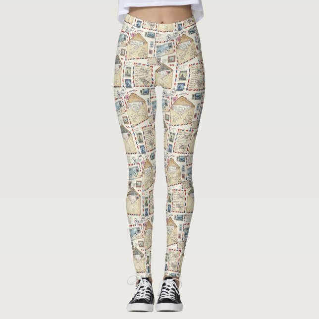 Vintage-Airmail-Abenteuer (2) Leggings (Vorderseite)