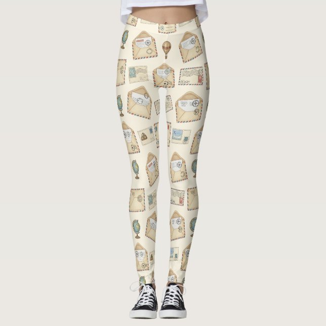 Vintage-Airmail-Abenteuer (4) Leggings (Vorderseite)