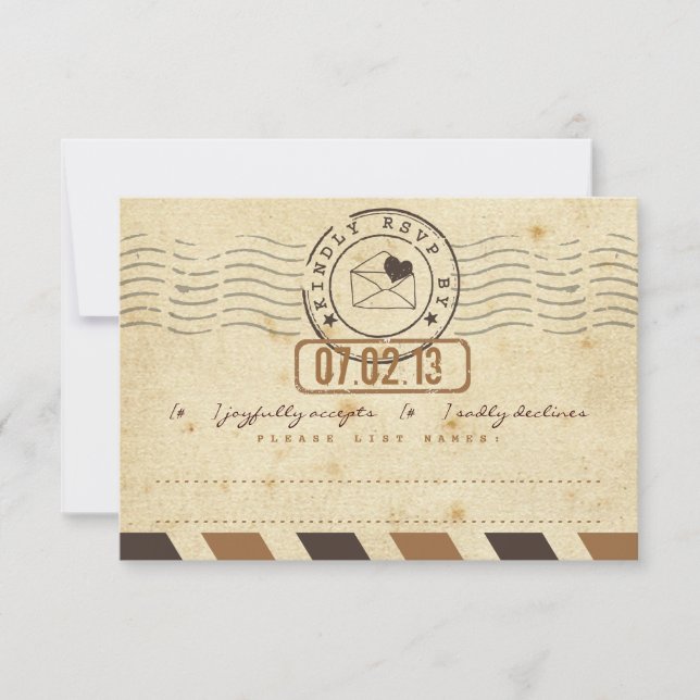 Vintage Airmail Liebe Letter Wedding Response Card RSVP Karte (Vorderseite)