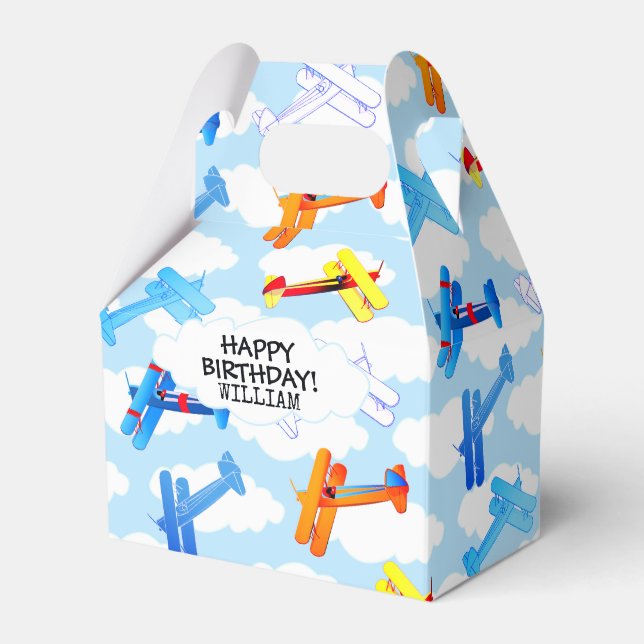 Vintage Airplane Airshow Geburtstagspartei Geschenkschachtel (Vorderseite)