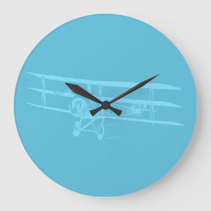 Vintage Airplane Art CUSTOM COLOR Große Wanduhr