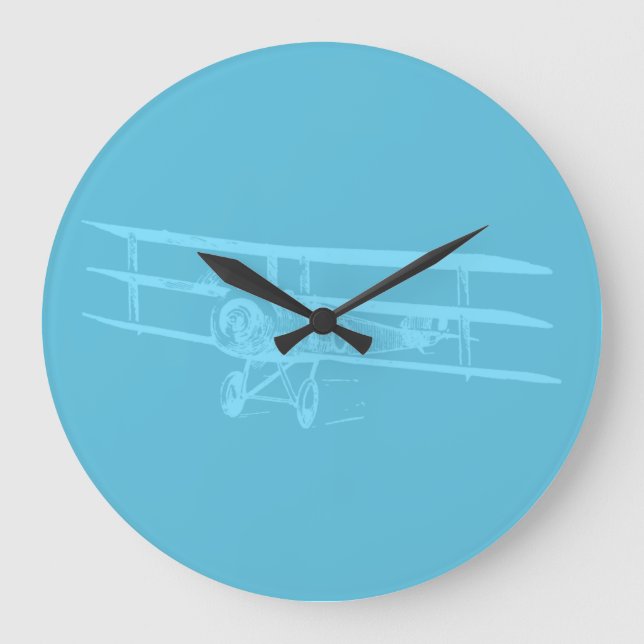 Vintage Airplane Art CUSTOM COLOR Große Wanduhr (Vorderseite)
