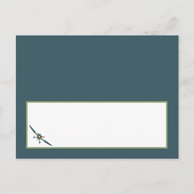 Vintage Airplane Babydusche Schriftliche Platzkart Einladungspostkarte (Vorderseite)