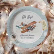 Vintage Airplane Boy Travel Baby Dusche