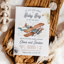 Vintage Airplane Boy Travel Baby Shower Einladung