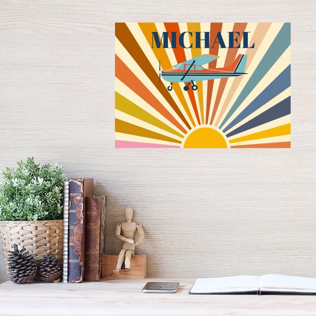 Vintage Airplane Cessna Retro Sunset Custom Poster (Von Creator hochgeladen)