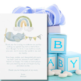 Vintage Airplane Clouds Baby Shower Thank You Card Dankeskarte