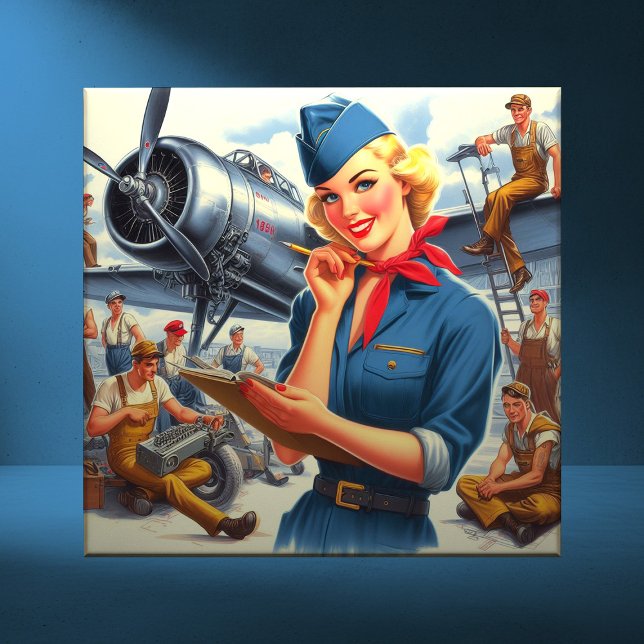 Vintage Airplane Pin-up Fliese (Von Creator hochgeladen)