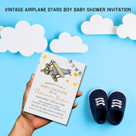 Vintage Airplane Stars Boy Baby Dusche Einladung