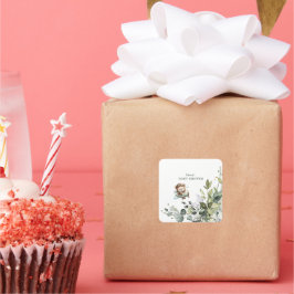 Vintage Airplane Teddy Bear Baby Shower Quadratischer Aufkleber