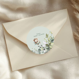 Vintage Airplane Teddy Bear Baby Shower Runder Aufkleber