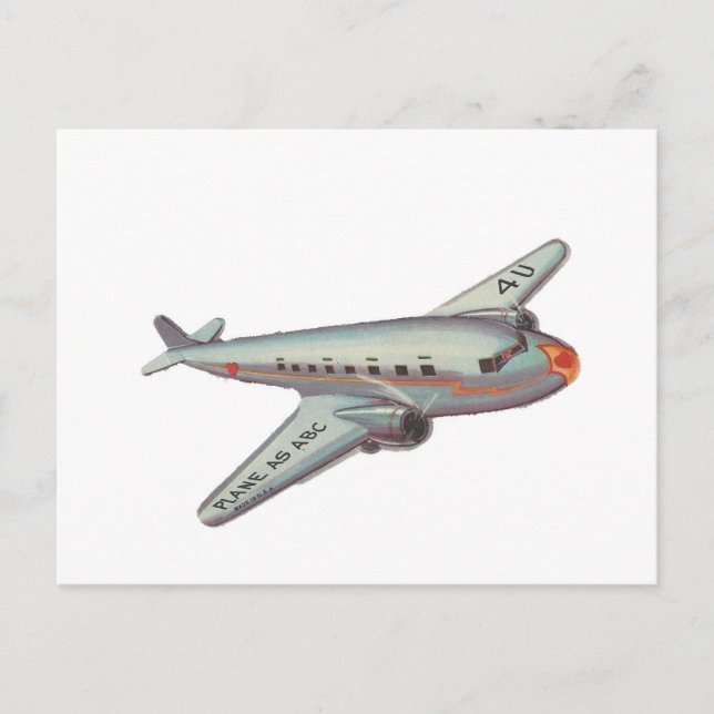 Vintage Airplane Valentine Feiertagspostkarte (Vorderseite)