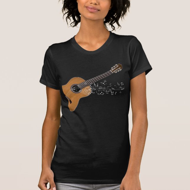 Vintage Akustikgitarre-grafische Noten T-Shirt (Vorderseite)