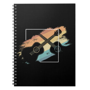 Vintage akustische Gitarre Silhouette Musiker Hipp Notizblock