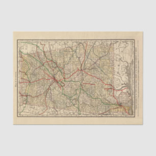 Vintage Alabama-Eisenbahnkarte (1888) Seidenpapier
