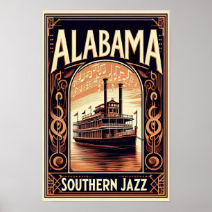 Vintage Alabama-Jazz-Flussdampferposter Poster