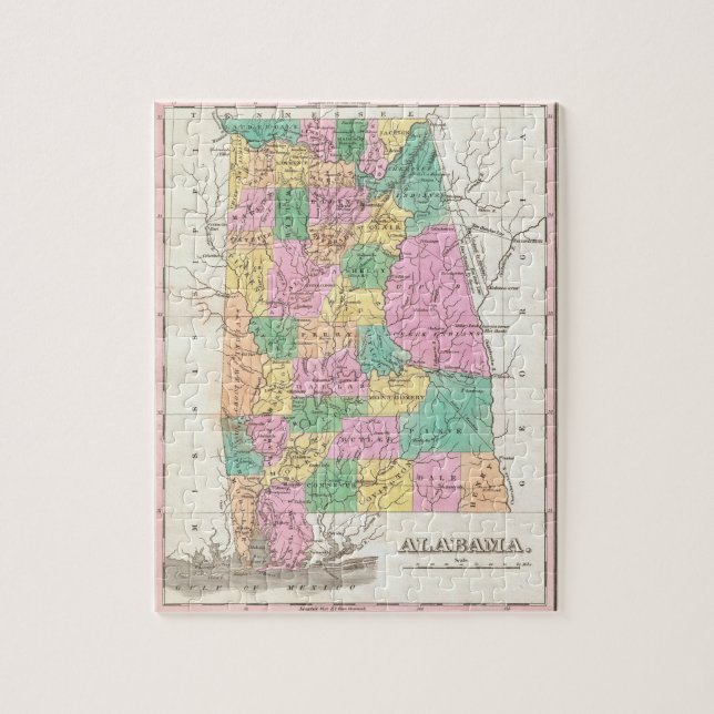 Vintage Alabama Staat Map (1827) Puzzle (Vertikal)
