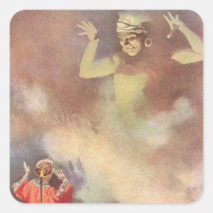 Vintage Aladdin und der Flaschengeist, Godwin Quadratischer Aufkleber