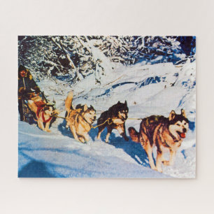 Vintage Alaska Eskimo Malamute Schlittenrennen Puzzle
