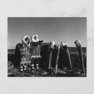 Vintage Alaska Fell bekleideter Eskimo arktischer Postkarte