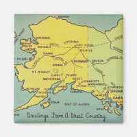 Vintage Alaska-Karte - Bering Strait, Nome, Barrow
