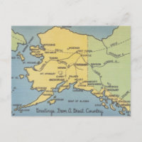 Vintage Alaska-Karte - Bering Strait, Nome, Barrow