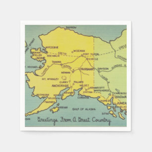 Vintage Alaska-Karte - Bering Strait, Nome, Barrow Serviette