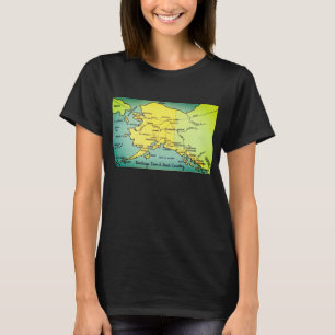 Vintage Alaska-Karte - Bering Strait, Nome, Juneau T-Shirt